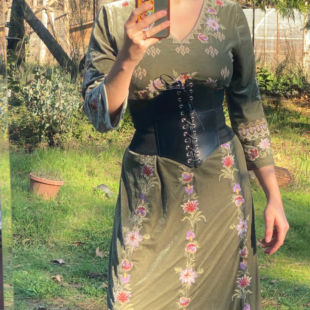 Velvet Embroidered Fairycore/ Celtic Dress